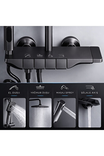 Öztürk Piyano Tuşlu Duş Robotu Paslanmaz Çelik Yağmurlama Duş Seti Robotu Kar...