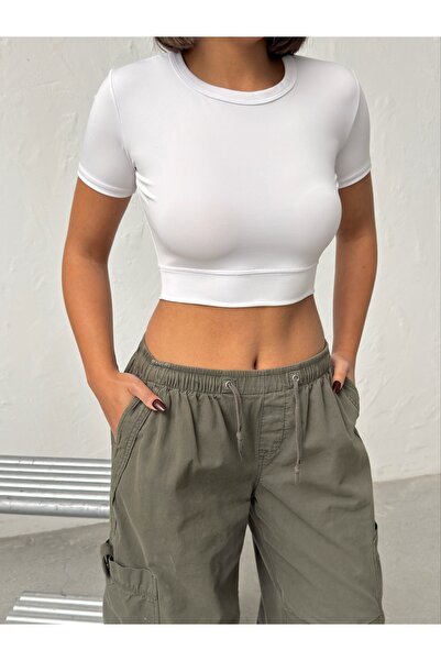 Nordmende Women's Crew Neck Short Sleeve Body Cropped