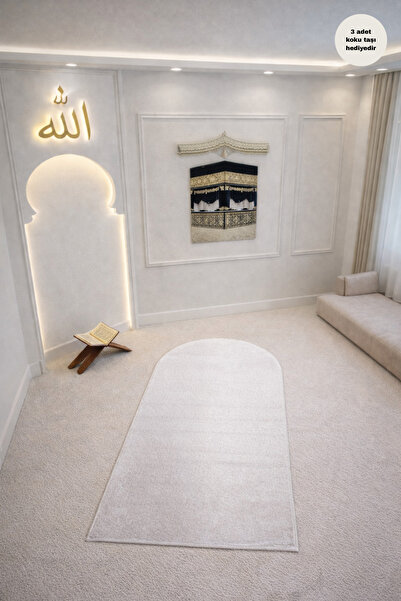 Modernsoft Krem Yumuşak Seccade Lüks Kaymaz Taban Namazlık Şık Modern Çeyizli...
