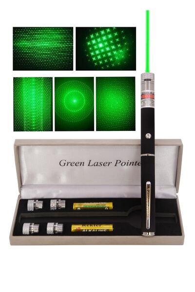 Empressco Yeşil Lazer Green Laser Pointer Özel Kutulu 5 Farklı Yansıtıcı Başl...