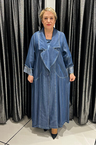 selma Büyük Beden Pamuklu Denim Kap