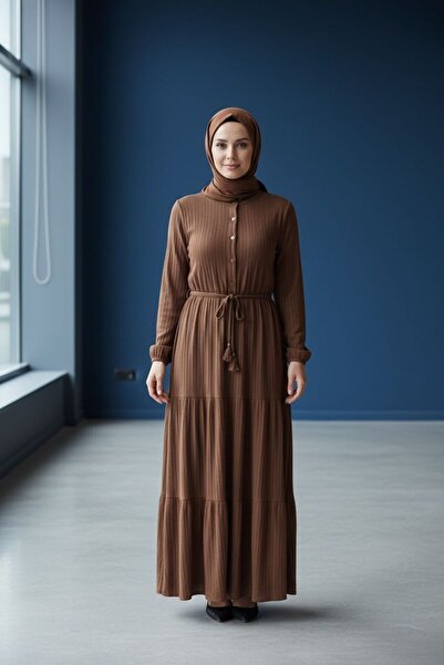 Ahenk قطن فستان من قماش اللوبيوموكس بخصر بأربطة