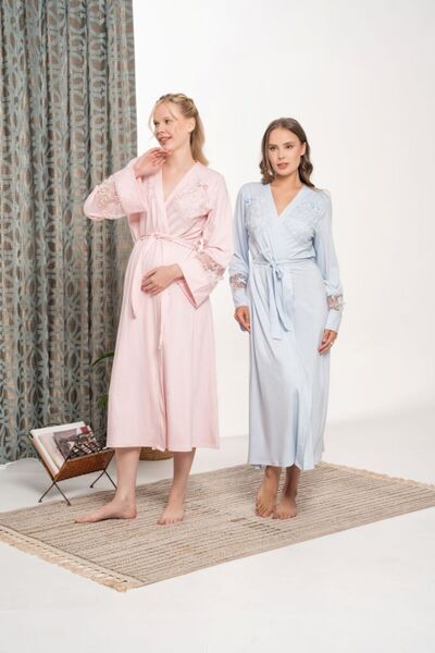 PREGNANT WORLD New Season Blue Nevrürlü Special Design Long Sleeve Lace Detai...