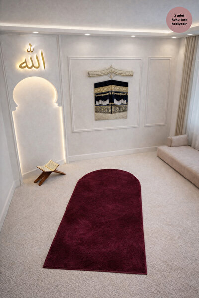 Modernsoft Bordo Yumuşak Seccade Lüks Kaymaz Taban Namazlık Şık Modern Çeyizl...
