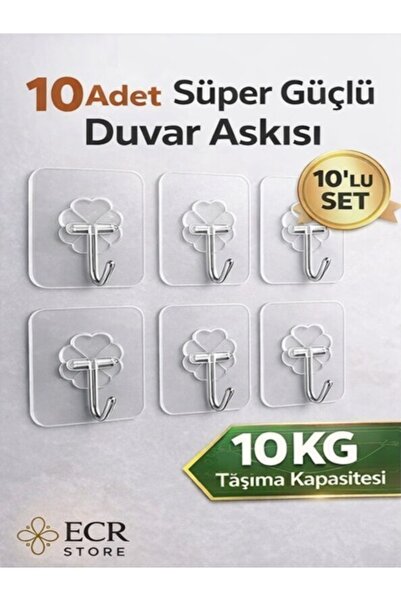 eldiven matik ECR Store 10’lu Şeffaf Yapışkanlı Duvar Askısı – Delmeden Monta...