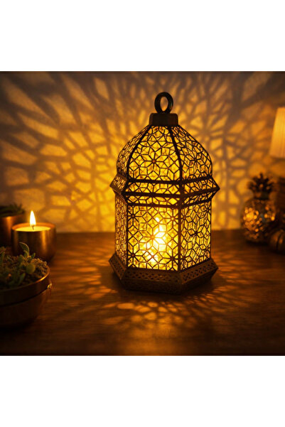 3DBoyuthane LED Mumlu Otantik Fener Lamba