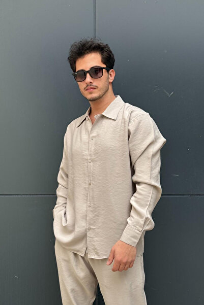 sunfyre Men's Long Sleeve Modal Fabric Oversized Shirt and Trouser Set Sun305