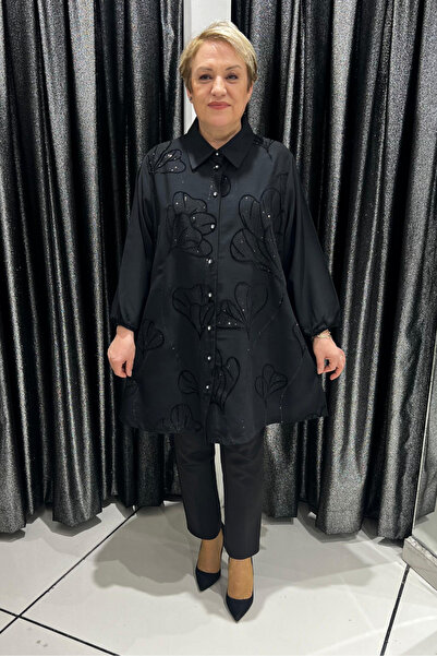 selma Büyük Beden Desenli Şık Gömlek