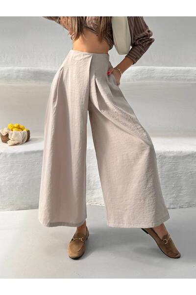 olalapasha New Season Modal Elastic Waist Skirted Trousers