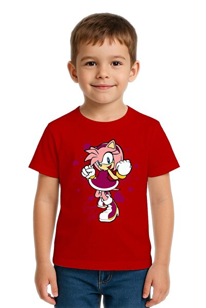 SEDİRLİ Tricou unisex Sonic Super Girl cu imprimeu pentru copii, bumbac bucăț...