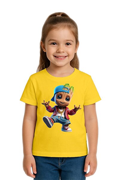 SEDİRLİ Unisex Groot Printed Kids T-Shirt Cotton Combed Cotton Fabric