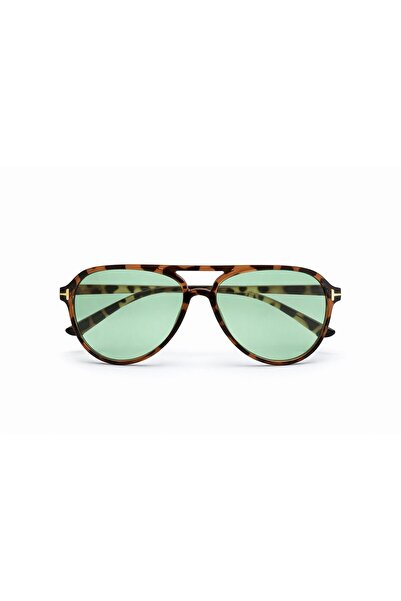 mirvia Pilot Sunglasses Leopard Printed Frame Green Lens Uv400 Protection Aviator Model