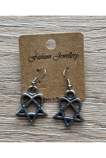 Metal Giyim Him Heartagram Küpe