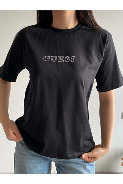 Bade Butik Black Basic Collar Stone T-Shirt