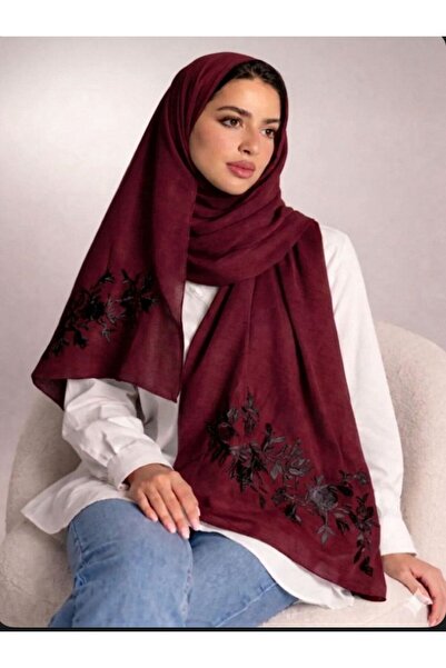 Veil Designer Two-layered hijab with embroidery on both sides, Japanese fabri...