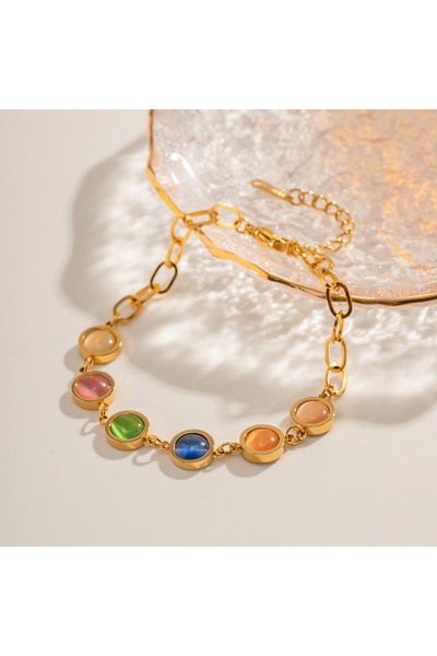 AVRALIA Bratara Placata Aur 18K - Pietre Multicolore, Set Cadou Inclus, Garantie