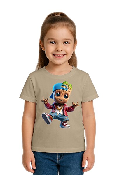 SEDİRLİ Unisex Groot Printed Kids T-Shirt Cotton Combed Cotton Fabric