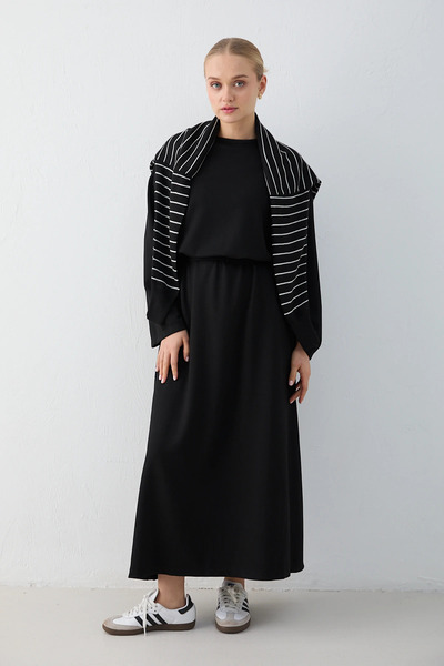 Melike Tatar Basic Modal Elbise-Siyah