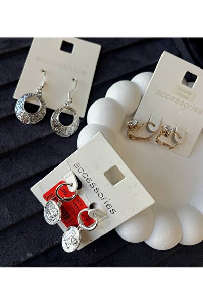 Luxiva 3 Pairs of Different Model Steel Women's Earrings Advantageous Package