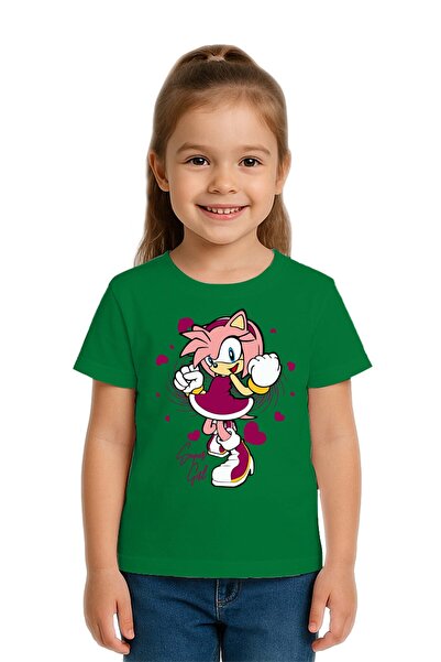 SEDİRLİ Tricou unisex Sonic Super Girl cu imprimeu pentru copii, bumbac bucăț...