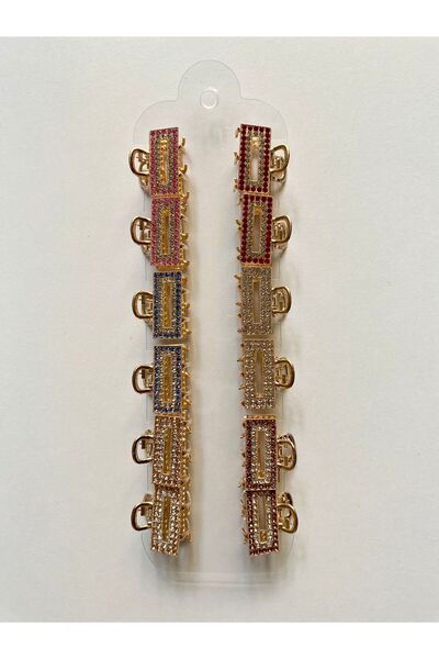 Classy Mali set od 12 metalnih kopči za kosu Sa kamenčićima šarene kristalne ...