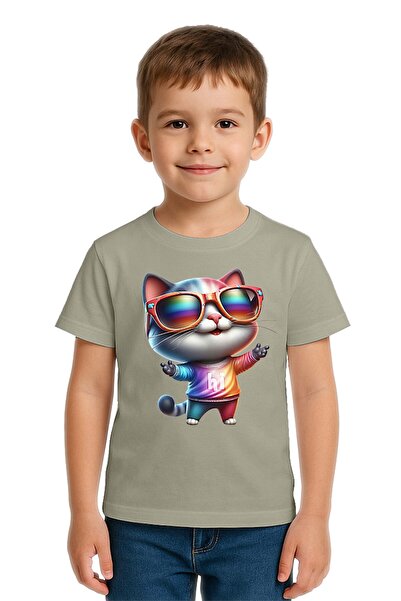 SEDİRLİ Tricou unisex pentru copii Cat cu imprimeu bumbac bucăți din bumbac m...