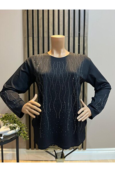 AKMAVİ Women's Wave Shine Combed Cotton Blouse for Middle Age and Above