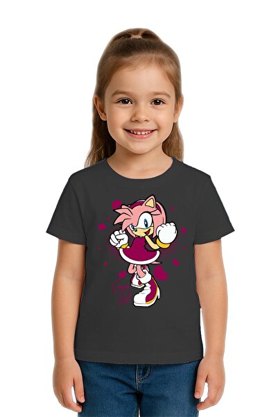 SEDİRLİ Tricou unisex Sonic Super Girl cu imprimeu pentru copii, bumbac bucăț...