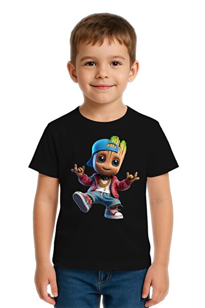 SEDİRLİ Unisex Groot Printed Kids T-Shirt Cotton Combed Cotton Fabric
