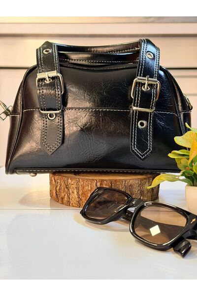 FURMELİA WOMAN Kadın Siyah Gümüş Tokalı Omuz Çantası - Günlük Şık Baget Model