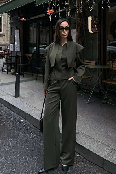 Ortaya Çık Costum cu jachetă și pantaloni premium kaki