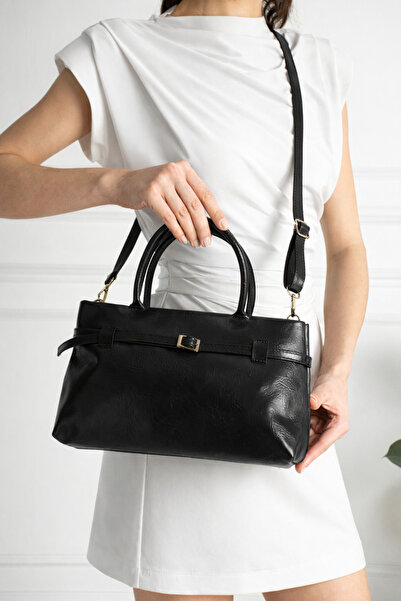 Valu Accessorize حقيبة يد نسائية تفاصيل حزام ذات حزام طويل ومقبض حقيبة كتف هيلد