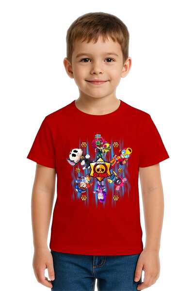 SEDİRLİ Unisex Brawl Stars Printed Kids T-Shirt Cotton Combed Cotton Fabric
