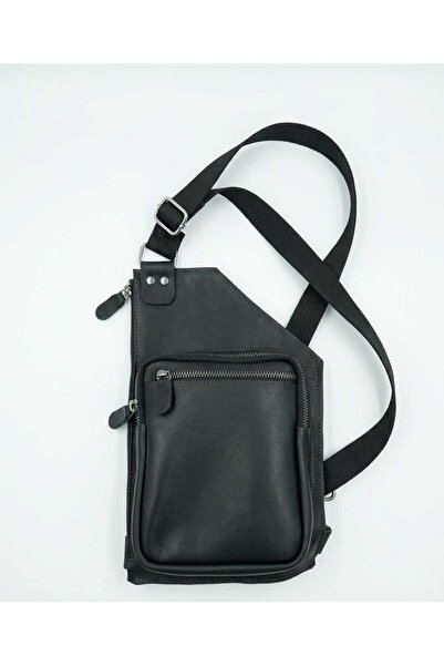 GALANDE Genuine Leather Functional Body Bag - Multi-Compartment Black Crossbo...