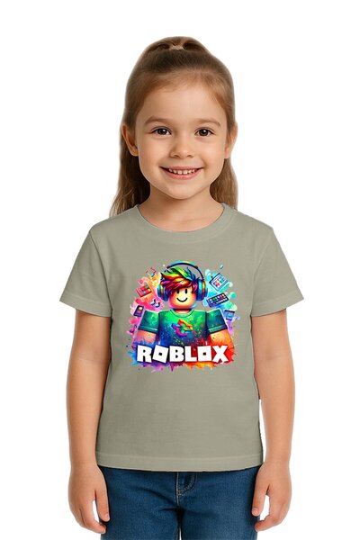 SEDİRLİ تي شيرت روبلوكس مطبوع للأطفال للجنسين، قماش قطني ممشط قطن قطعة