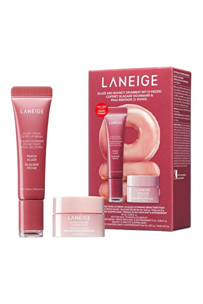 Laneige Glazed and Bouncy Drumbeat Set - Dudak Serumu ve Gece Maskesi Seti 12...