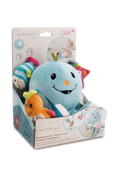 NİCİ Jucărie de baie Caracatiță Octily cu 3 figurine în cutie cadou