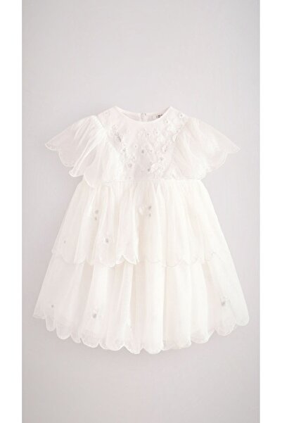 Next Baby Cotton White Embroidered Dress