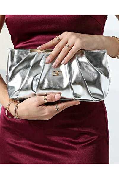 Çanta Trend Women's Shiny Faux Leather Strap Clutch Daily and Evening Dress Bag