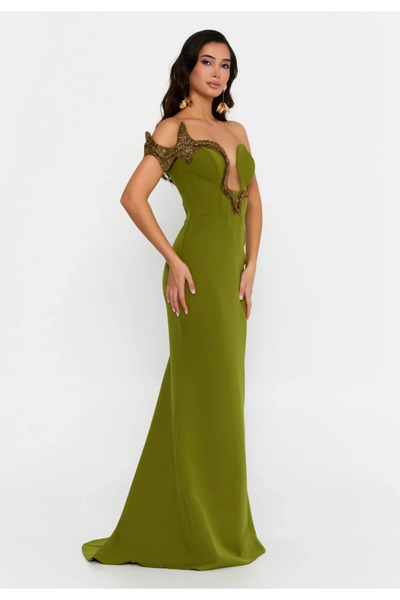 Ejolie Rochie Claire verde lime lungă elegantă tip sirenă