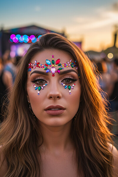 BearPear Çok Renkli Yüz Taşı Face Gems Parti Festival Makyaj Aksesuarı