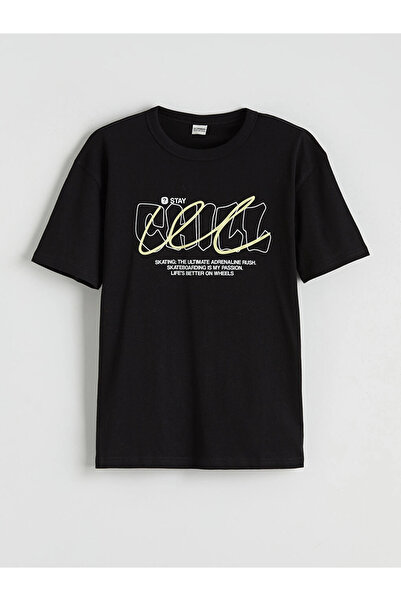 LC Waikiki Lcw Kids Black Printed Boy's T-Shirt