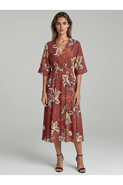 Ejolie Patrizia brick dress with Printed