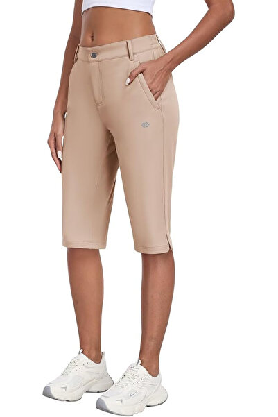 MOFIZ Breathable women's sport pants with 4 pockets, elastic waist, khaki XS