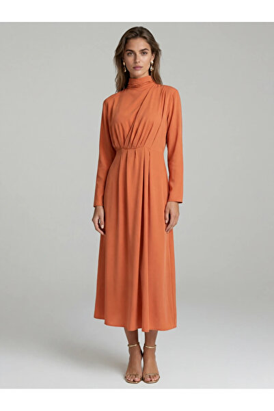 Ejolie Πορτοκαλί φόρεμα με μαργαρίτες