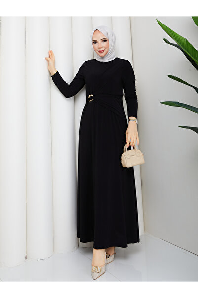 TOKARİS TEKSTİL Yanı Tokalı Kadın Tesettür Elbise