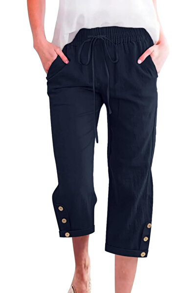 OEM Breathable women's sports pants with pockets and elastic waist, 3/4 S