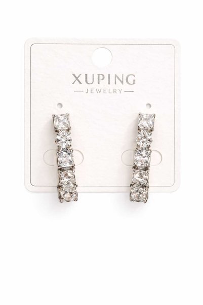 Karşıyaka Bijuteri Rose Gold Steel Row Stone Minimal Design Women's Earrings
