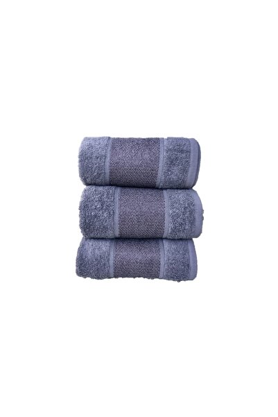 erteks Hand and Face Towel 3 Pieces Special Bordure Gray 50 X 90