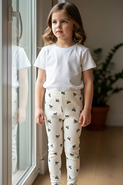 Kidiba Kız Çocuk Raporlu Desenli Esnek Pamuklu Tayt